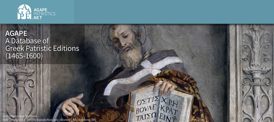 AGAPE: A Database of Greek Patristic Editions (1465–1600) image