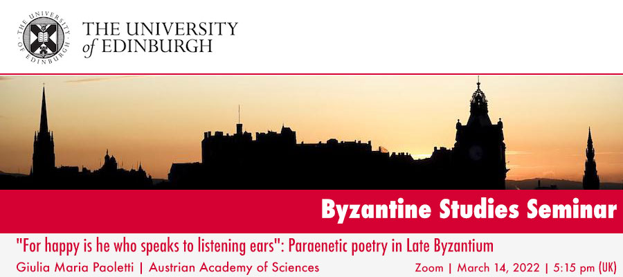 “For happy is he who speaks to listening ears”: Paraenetic poetry in Late Byzantium lead image